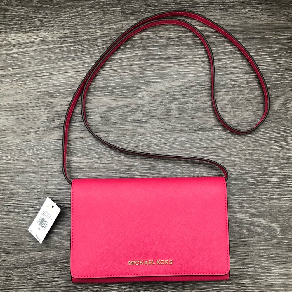 SOLD New Michael Kors Jet Set Hot Pink Crossbody